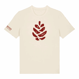 pinena t-paita beige + punainen väri käpy kuviolla