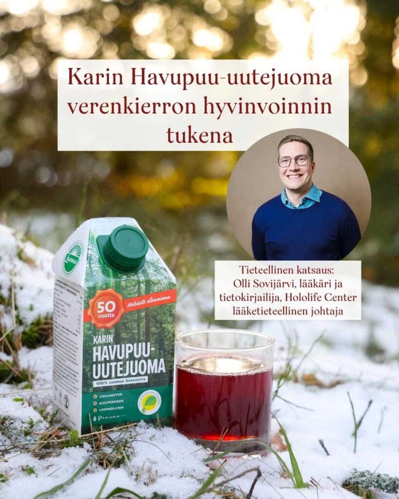 Karin Havupuu-uutejuoma verenkierron tukena - lääkäri ja tietokirjailija Olli Sovijärven tieteellinen katsaus